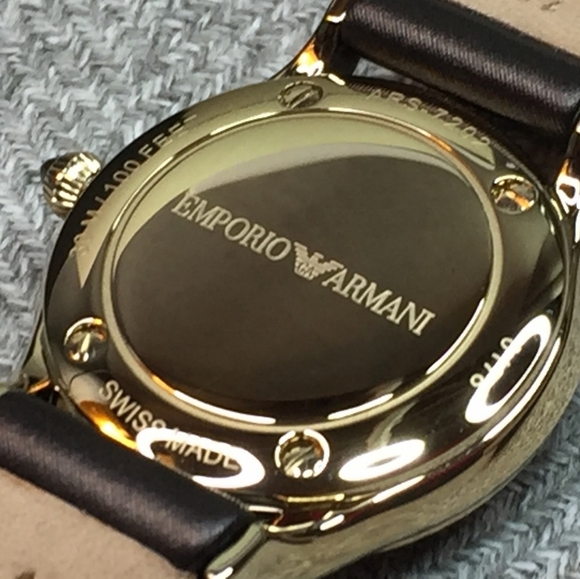 Ladies GIORGIO ARMANI / EMPORIO Swiss Made Quartz Watch  Gold Tone MSRP $895 - Picture 3 of 8